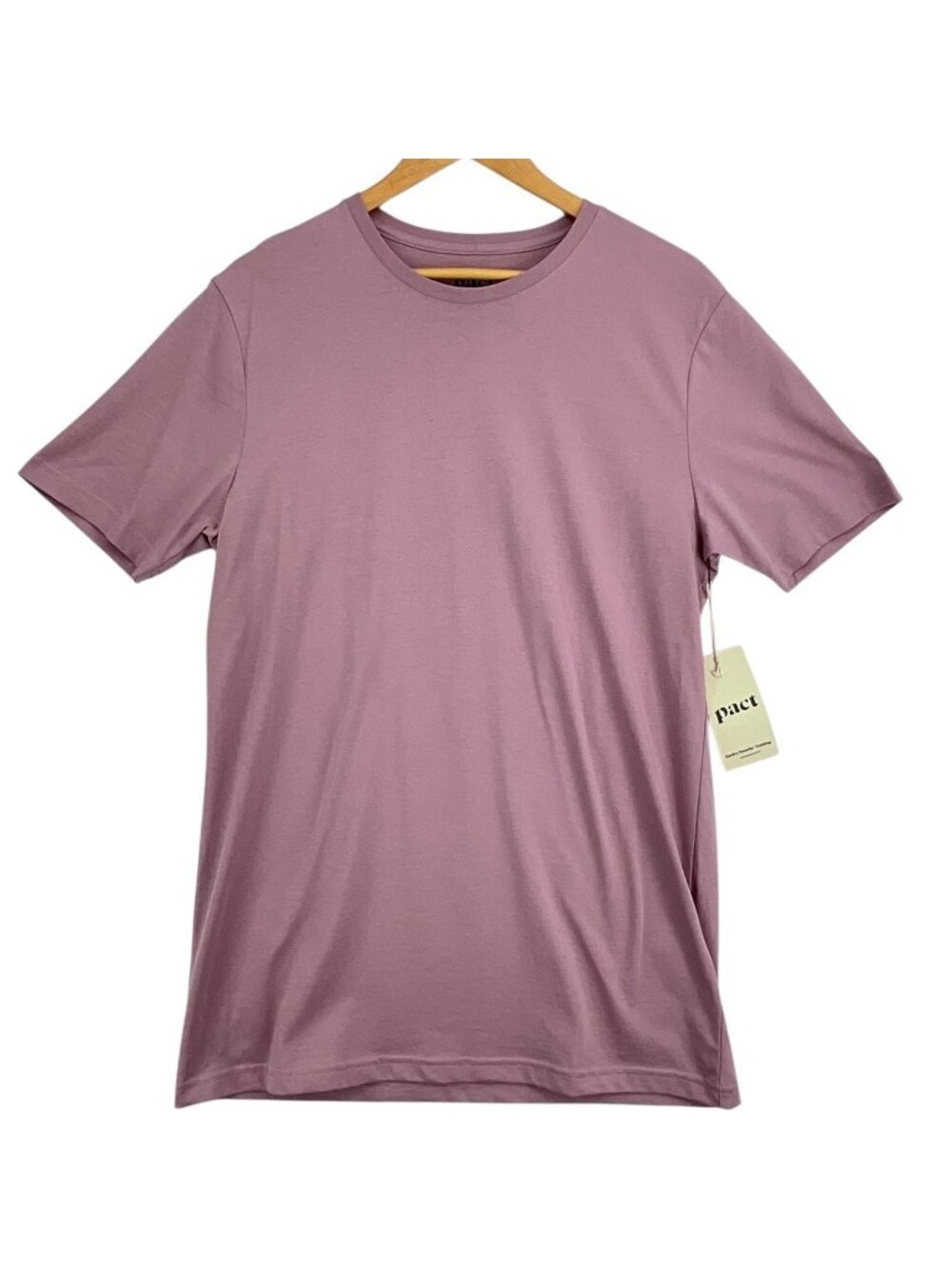 NWT Pact Organic Cotton Tee Mens Small Pink Crew Neck Short Sleeve Jersey Shirt